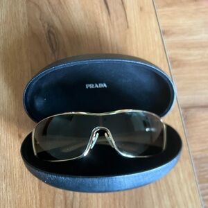 Prada Gold Frame Sunglasses with Black Case